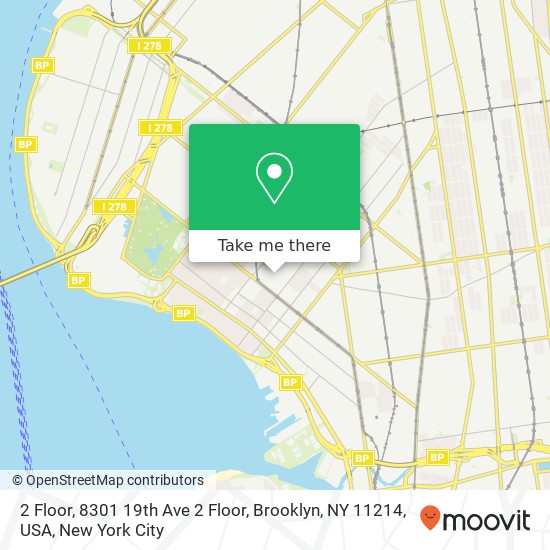 Mapa de 2 Floor, 8301 19th Ave 2 Floor, Brooklyn, NY 11214, USA