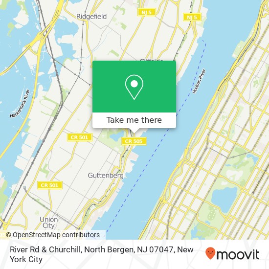 Mapa de River Rd & Churchill, North Bergen, NJ 07047
