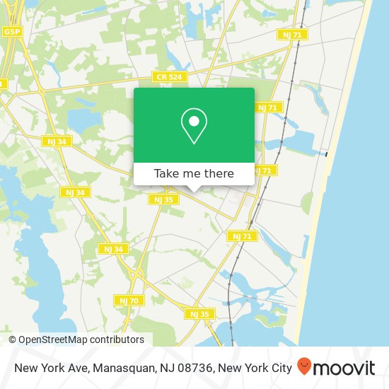 Mapa de New York Ave, Manasquan, NJ 08736