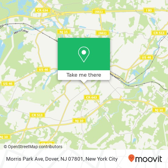 Mapa de Morris Park Ave, Dover, NJ 07801