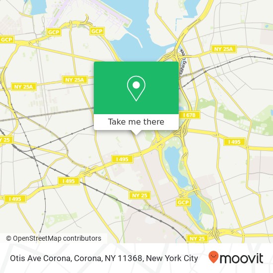 Mapa de Otis Ave Corona, Corona, NY 11368