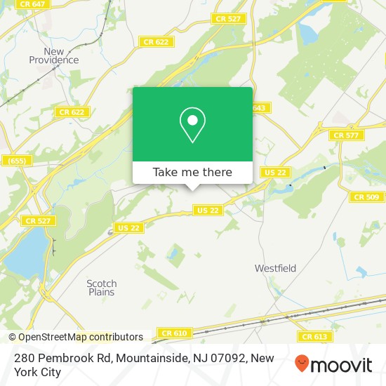 Mapa de 280 Pembrook Rd, Mountainside, NJ 07092