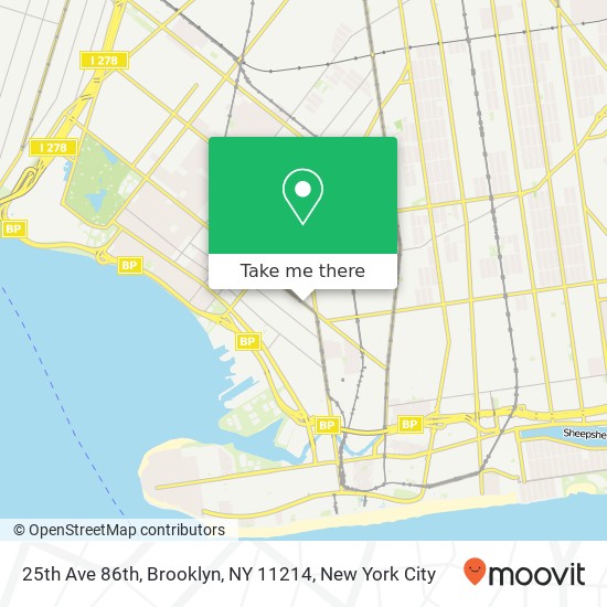 Mapa de 25th Ave 86th, Brooklyn, NY 11214