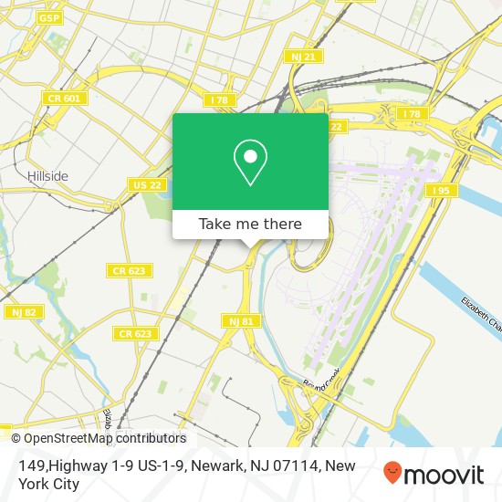 Mapa de 149,Highway 1-9 US-1-9, Newark, NJ 07114