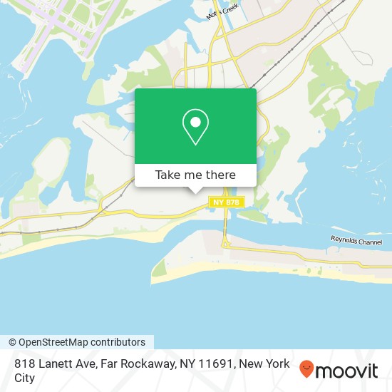 Mapa de 818 Lanett Ave, Far Rockaway, NY 11691