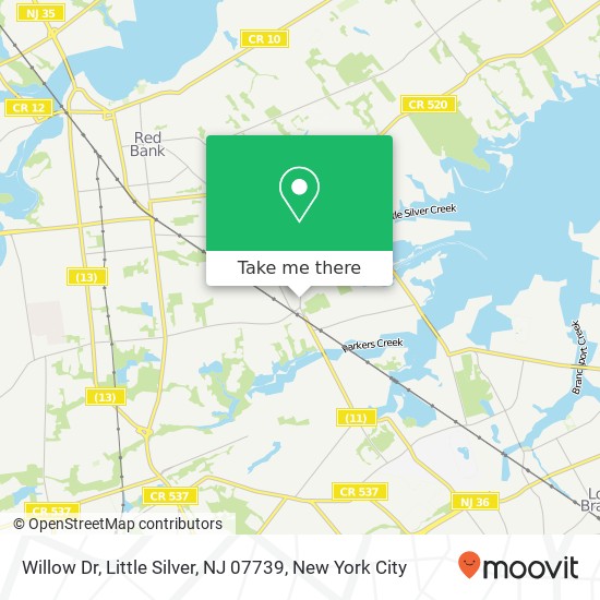 Mapa de Willow Dr, Little Silver, NJ 07739