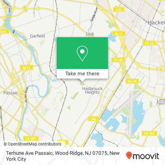 Terhune Ave Passaic, Wood-Ridge, NJ 07075 map