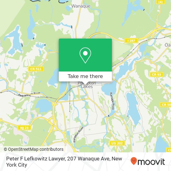 Peter F Lefkowitz Lawyer, 207 Wanaque Ave map