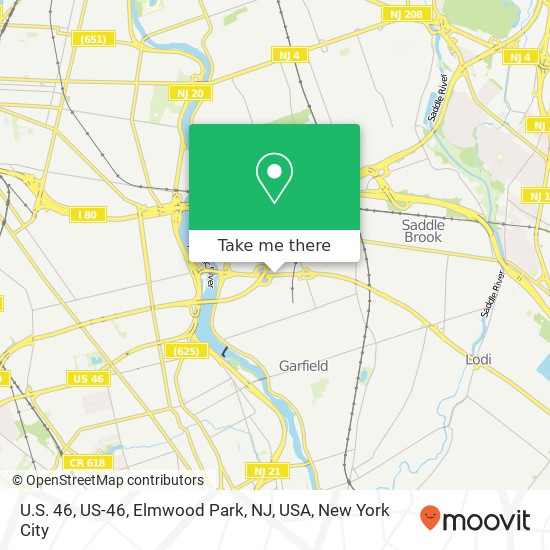 Mapa de U.S. 46, US-46, Elmwood Park, NJ, USA