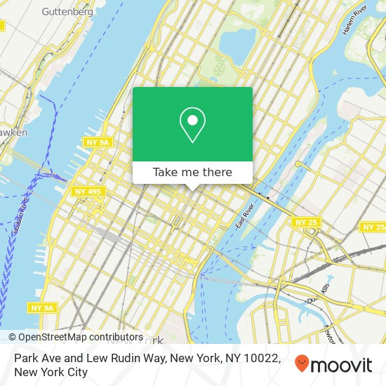 Park Ave and Lew Rudin Way, New York, NY 10022 map