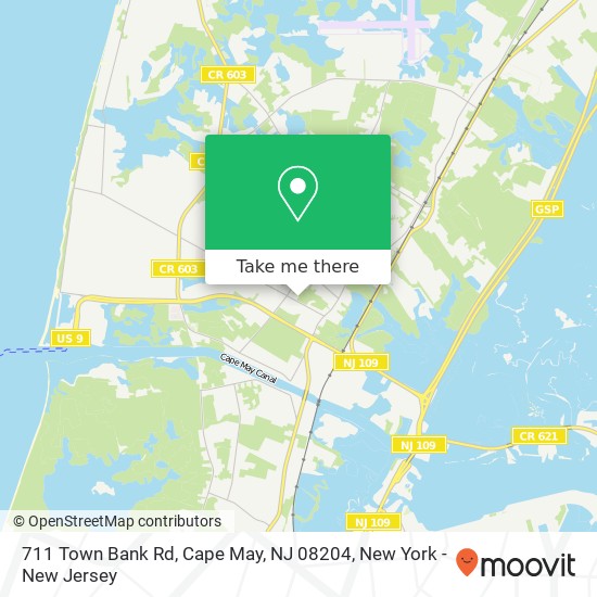 Mapa de 711 Town Bank Rd, Cape May, NJ 08204