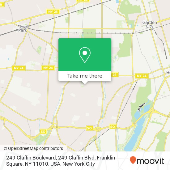 Mapa de 249 Claflin Boulevard, 249 Claflin Blvd, Franklin Square, NY 11010, USA