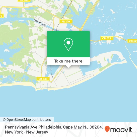 Mapa de Pennsylvania Ave Philadelphia, Cape May, NJ 08204