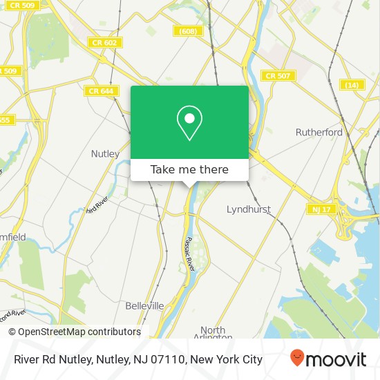 Mapa de River Rd Nutley, Nutley, NJ 07110