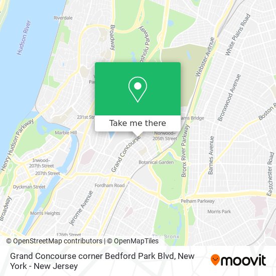 Grand Concourse corner Bedford Park Blvd map