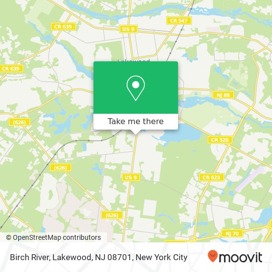 Mapa de Birch River, Lakewood, NJ 08701