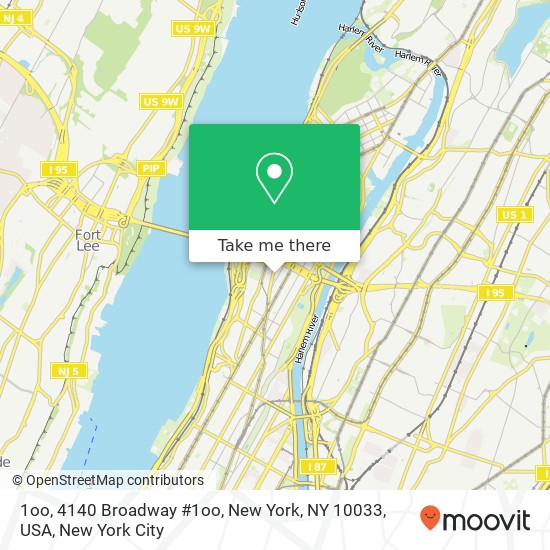 Mapa de 1oo, 4140 Broadway #1oo, New York, NY 10033, USA