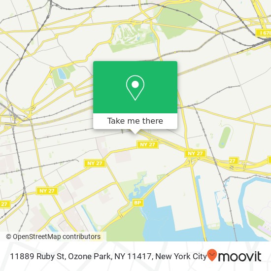 Mapa de 11889 Ruby St, Ozone Park, NY 11417