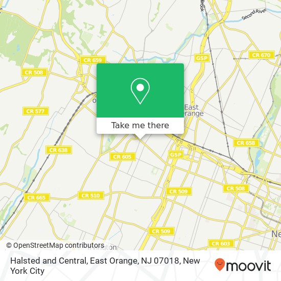 Mapa de Halsted and Central, East Orange, NJ 07018