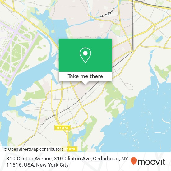 Mapa de 310 Clinton Avenue, 310 Clinton Ave, Cedarhurst, NY 11516, USA