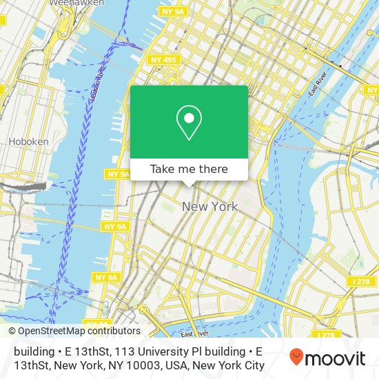 Mapa de building  •  E 13thSt, 113 University Pl building  •  E 13thSt, New York, NY 10003, USA