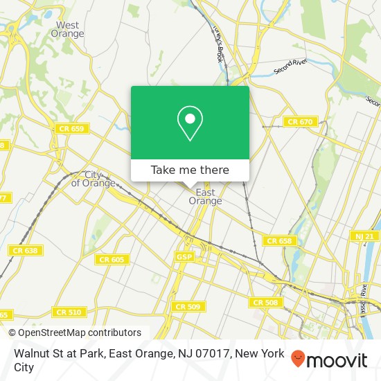 Walnut St at Park, East Orange, NJ 07017 map