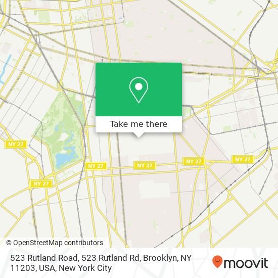 Mapa de 523 Rutland Road, 523 Rutland Rd, Brooklyn, NY 11203, USA