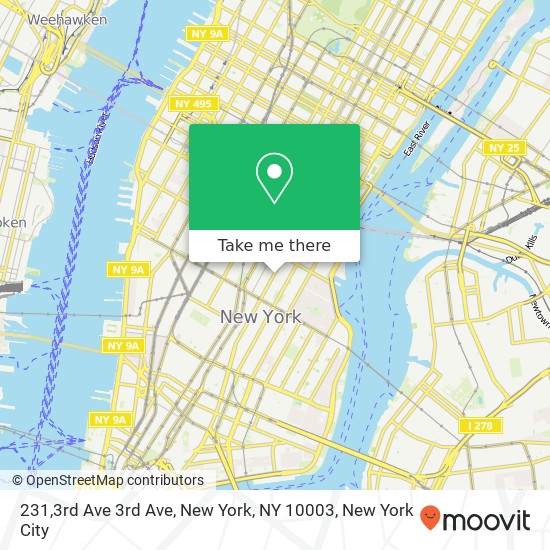 Mapa de 231,3rd Ave 3rd Ave, New York, NY 10003