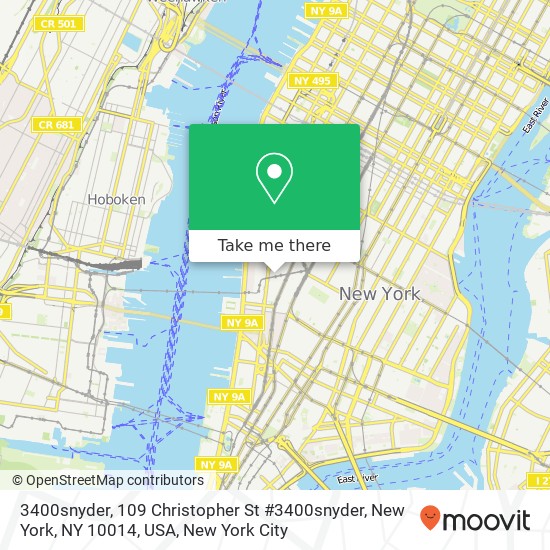 3400snyder, 109 Christopher St #3400snyder, New York, NY 10014, USA map