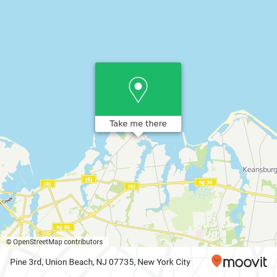 Mapa de Pine 3rd, Union Beach, NJ 07735