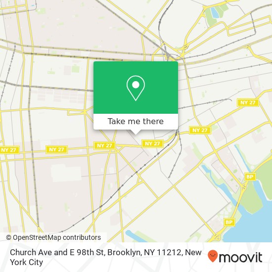 Mapa de Church Ave and E 98th St, Brooklyn, NY 11212