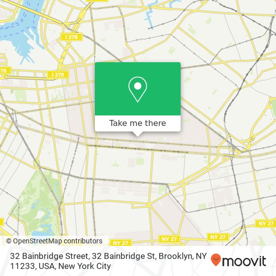 Mapa de 32 Bainbridge Street, 32 Bainbridge St, Brooklyn, NY 11233, USA