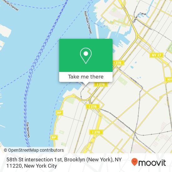 Mapa de 58th St intersection 1st, Brooklyn (New York), NY 11220
