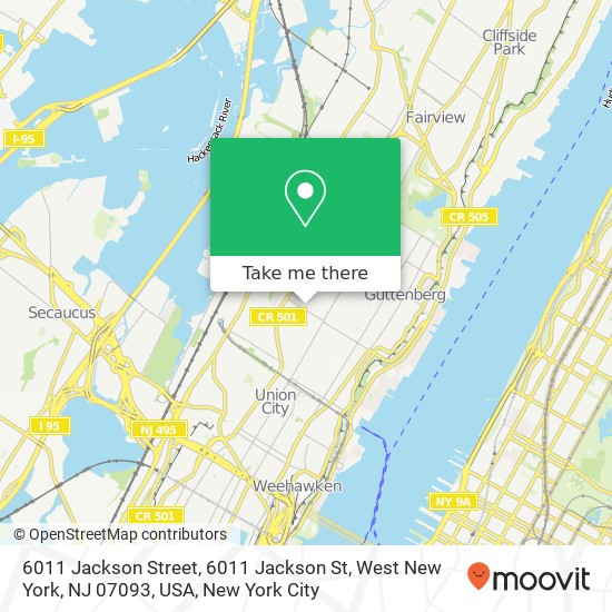 6011 Jackson Street, 6011 Jackson St, West New York, NJ 07093, USA map