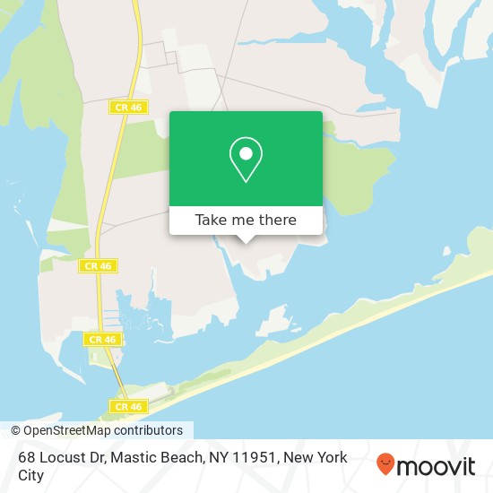 Mapa de 68 Locust Dr, Mastic Beach, NY 11951
