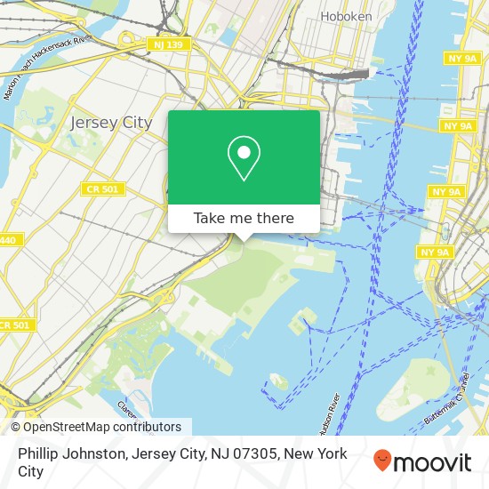 Mapa de Phillip Johnston, Jersey City, NJ 07305