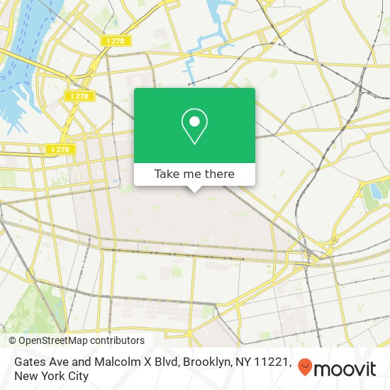 Mapa de Gates Ave and Malcolm X Blvd, Brooklyn, NY 11221