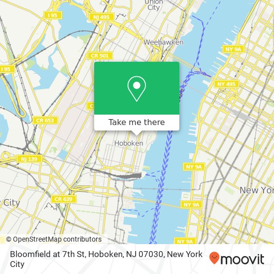 Mapa de Bloomfield at 7th St, Hoboken, NJ 07030