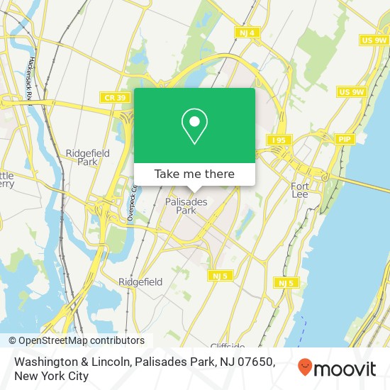 Mapa de Washington & Lincoln, Palisades Park, NJ 07650