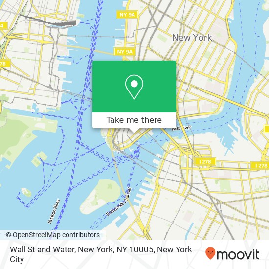 Wall St and Water, New York, NY 10005 map