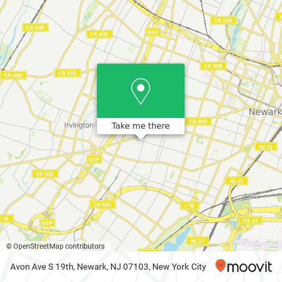 Avon Ave S 19th, Newark, NJ 07103 map
