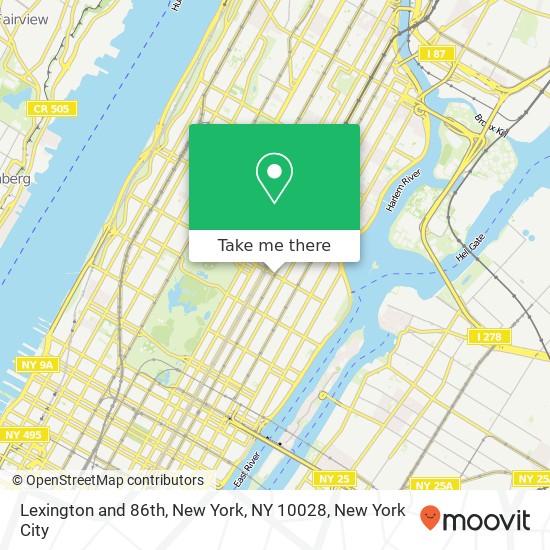 Lexington and 86th, New York, NY 10028 map