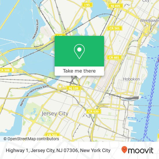 Highway 1, Jersey City, NJ 07306 map