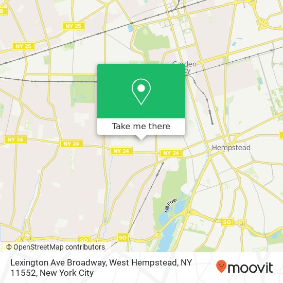 Mapa de Lexington Ave Broadway, West Hempstead, NY 11552