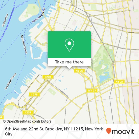 Mapa de 6th Ave and 22nd St, Brooklyn, NY 11215