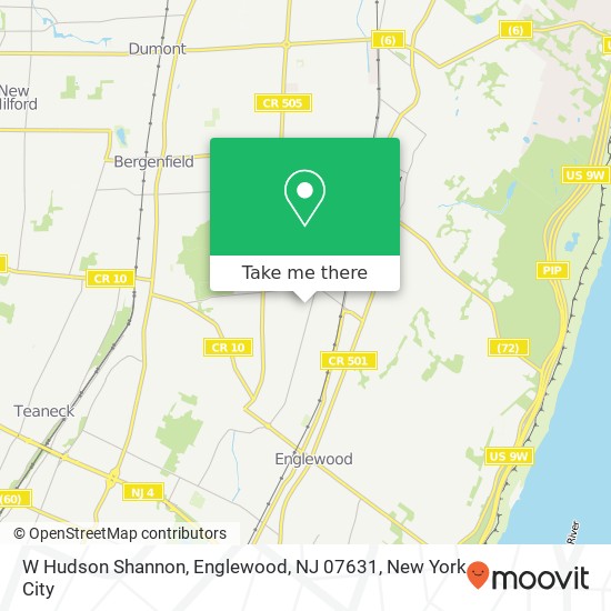 Mapa de W Hudson Shannon, Englewood, NJ 07631