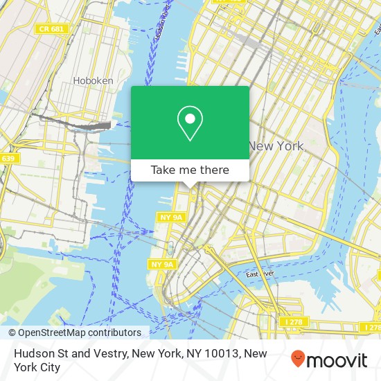 Hudson St and Vestry, New York, NY 10013 map