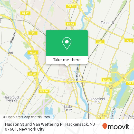 Hudson St and Van Wettering Pl, Hackensack, NJ 07601 map