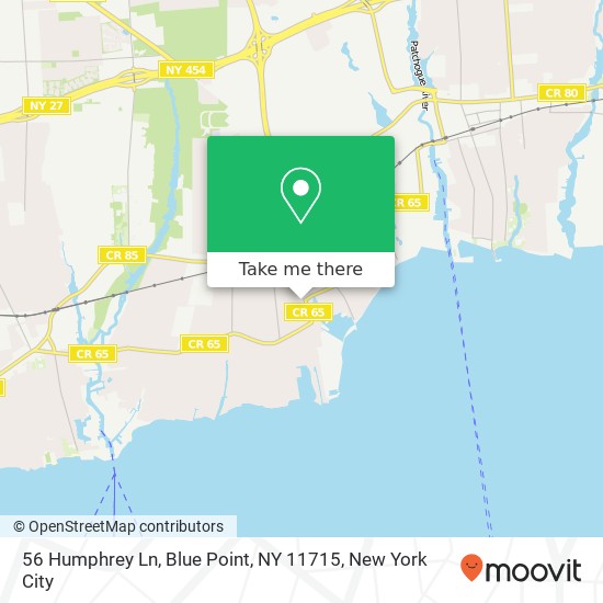 Mapa de 56 Humphrey Ln, Blue Point, NY 11715