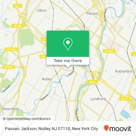 Mapa de Passaic Jackson, Nutley, NJ 07110